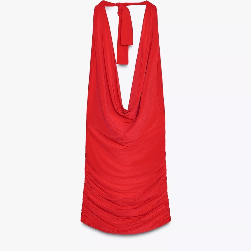 Zara Vibrant Mini Red Backless Dress